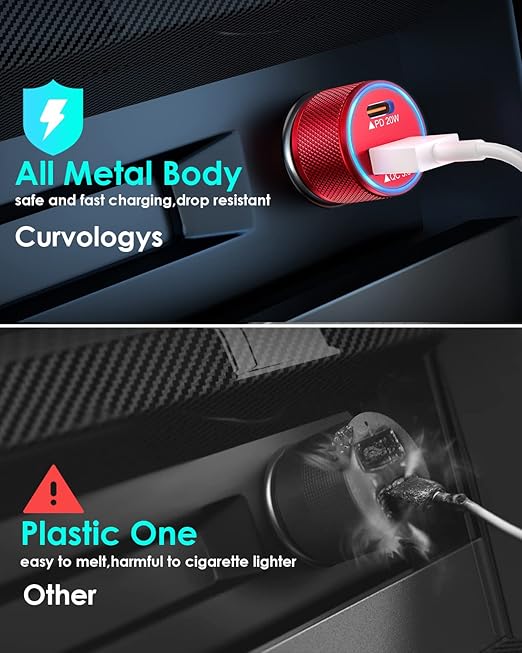 iPhone 14 Car Charger,【Apple MFi Certified】2Port 38W Fast USB C Car Charger Adapter Quick Charge Dual Port Metal Cigarette Lighter with 2Pack Lightning Cable for iPhone 14 13Pro Max Mini/12/11,AirPods