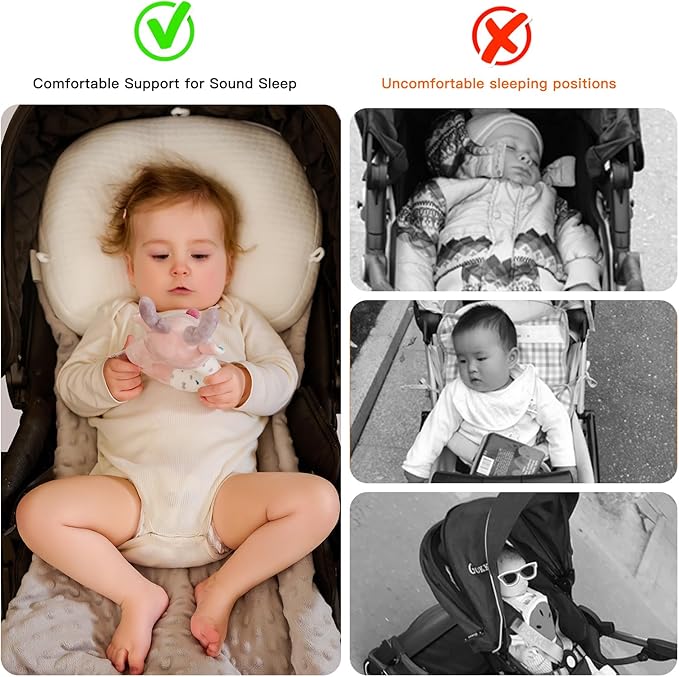 Baby Head Pillow for Newborn, Soft Infant Head Support, Breathable Ergonomic Baby Neck Support for Car Seat, Stroller & Bassinet, White