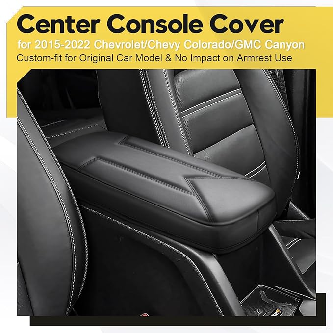 FIILINES Center Console Cover for Chevrolet Chevy Colorado/GMC Canyon 2015-2022, with Hidden Pockets Armrest Cover Pad Cushion Protector Colorado/Canyon Accessories Armrest Cover Anti-Scratch