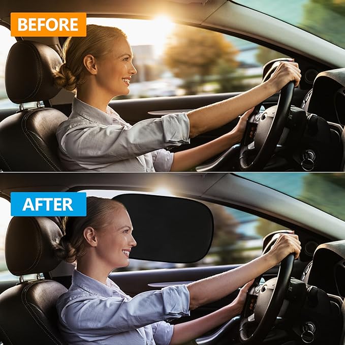 Wuyaoyao 2PCS Car Window Shades, 19.69"×12.13" Static Cling Auto Side Window Sunshade, Sun Blocker for Glare, Heat & UV Protection, Auto Side Window Screens for Baby, Universal Car Accessories