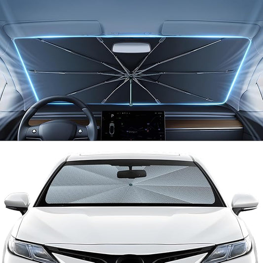 Autorder Windshield Sun Shade Umbrella for 2018-2024 Toyota Camry Accessories,Upgraded Ice Crystal Material,Easy Setup Umbrella Sunshade for Car Windshield,100% Sun Blocking