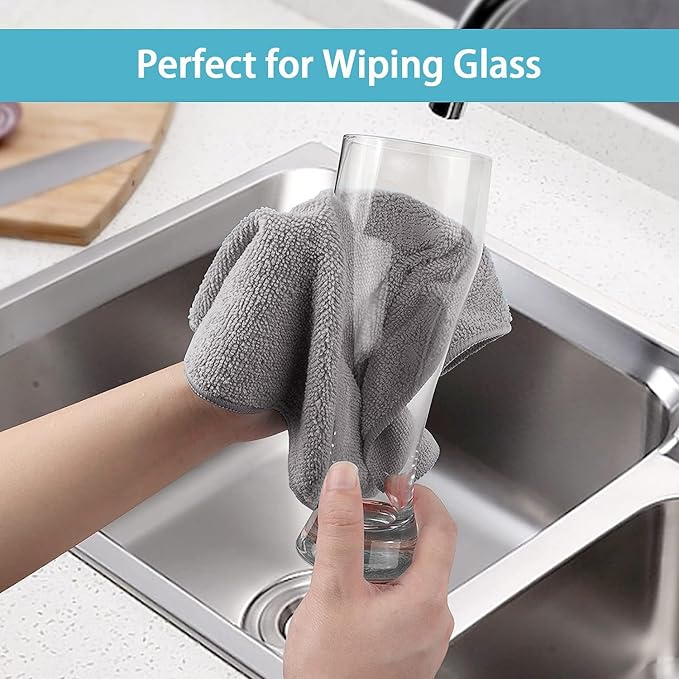 HOMEXCEL Grey Microfiber Cleaning Cloth 100 Pack, Microfiber Towel for Cars, Lint Free, Scratch-Free, Highly Absorbent, and Cleaning Rags for House, Window and Glass, Cars, TV Screen 11.5 X11.5 inch