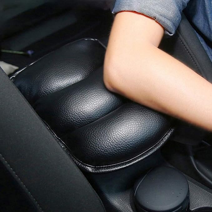 Armrest Cover for Car, PU Leather Auto Center Console Cover, Car Armrest Pad Cushion Seat Box Cover Protector, Universal Fit, Auto Car Interior Accessories for Women Men (Black-A)