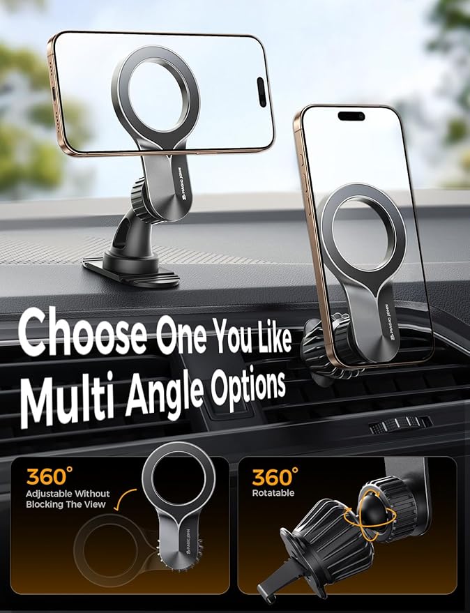 MAGIC JOHN for iPhone 17 Pro Max MagSafe Car Mount, Air Vent Phone Holder Car, [Super Magnetic] Magnetic Car Phone Mount Dash, Cell Phone Holders for Your Car Accessories fit iPhone 16 15 14 13