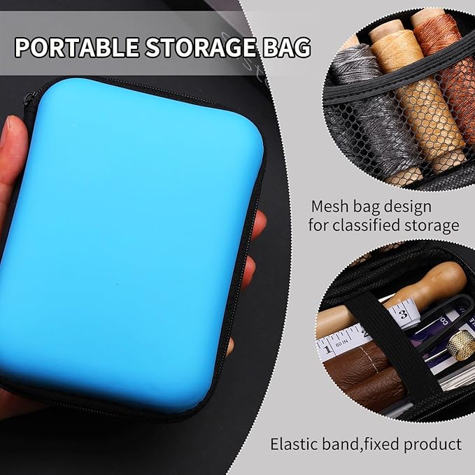 MORFEN Leather Sewing Kit, Leather Stitching Kit with Sewing Awl, Needles, Waxed Thread, Upholstery Repair Kit, Heavy Duty Sewing Tools for Hand Stitching Car Seats, Sofa, Carpets, Shoes, DIY Craft