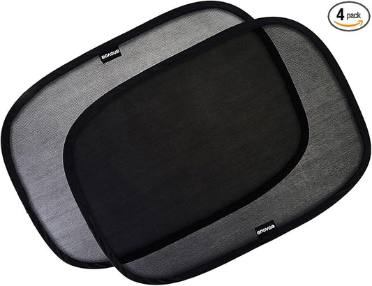 Enovoe Car Window Shades for Baby (4 Pack) - 21"x14" - Sun Shade Blocker, Cling - Glare Shield and UV Rays Protection for Your Child - Side Windows Screens for SUV- Mesh Window Shades for Car Baby