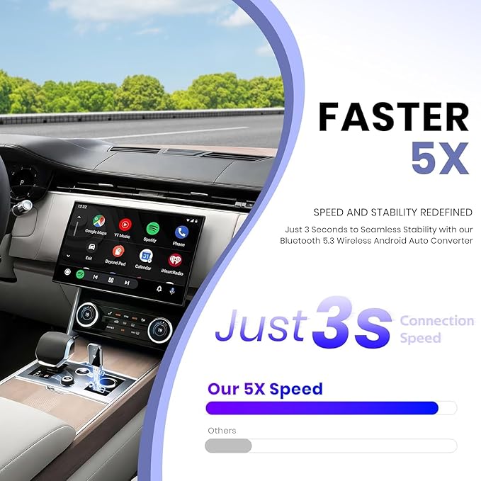 Wireless Android Auto Adapter for Android, Convert Wired to Wireless, Mini Size with Extension USB-C/Type-C, Stable Control & No Delay, Supports Car Original Control