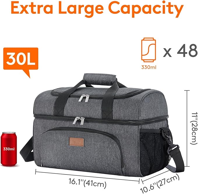 Lifewit Insulated Cooler Bag, 32/48 Can Large Leakproof Beach Cooler, Lightweight Portable Double Layer Soft-Sided Travel Ice Chest for Camping, Kayaking, Road Trips, Grocery Shopping