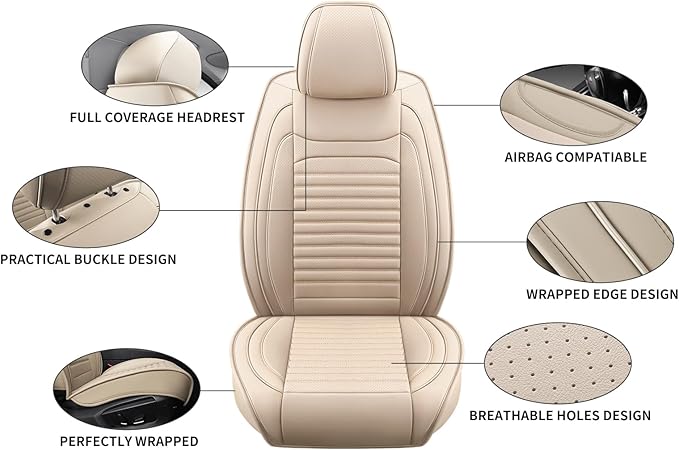 Back Seat Covers Fit for Toyota Venza 2009-2025, Car Seat Covers Back Seats, Breathable Faux Leather Automotive Seat Covers Back Pair Anti-Slip Seat Cover(Beige, Back)