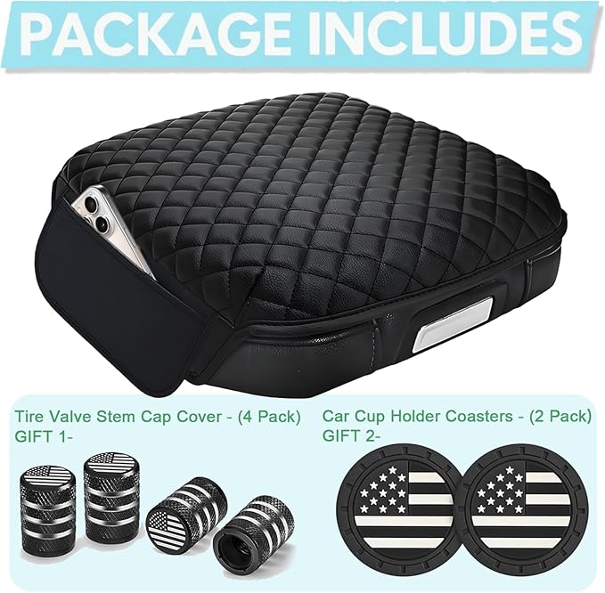 Center Console Armrest Cover for GMC Sierra & Chevy Silverado 2019-2025, Tahoe & Suburban & Yukon 2021-2025, Bucket Seat Thickened Arm Rest Cushion Pad, Anti-Scratch Full Protector Accessories