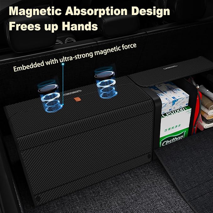 GMQ Car Trunk Organizer for SUV,Car Organizers and Storage with Collapsible Storage, Large Capacity for SUV, Truck, MPV (Carbon Black, L-21.5 * 13 * 12.5IN)