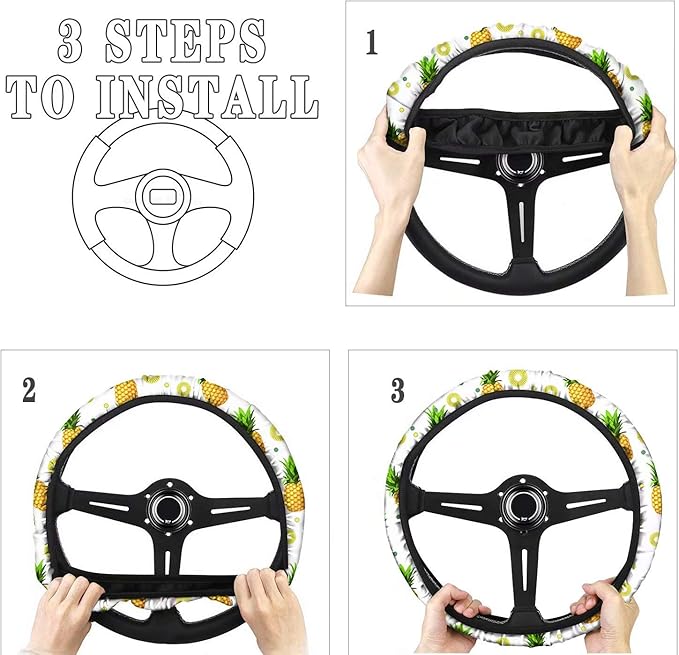 AFPANQZ Tie Dye Car Steering Wheel Covers Breathable Sweat Absorption Comfort Grip Stretch-on Fabric Steering Wheel Protector Non-Slip Machine Washable Rainbow Colored