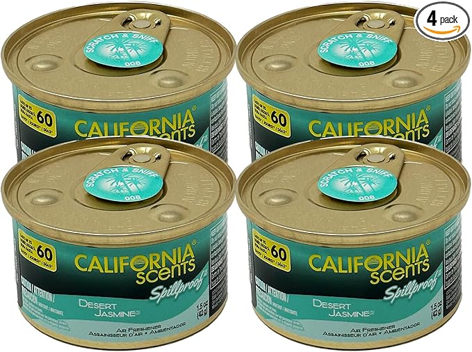 California Scents Spillproof Organic Air Freshener, Desert Jasmine, 1.5 Ounce Canister (Pack of 4)
