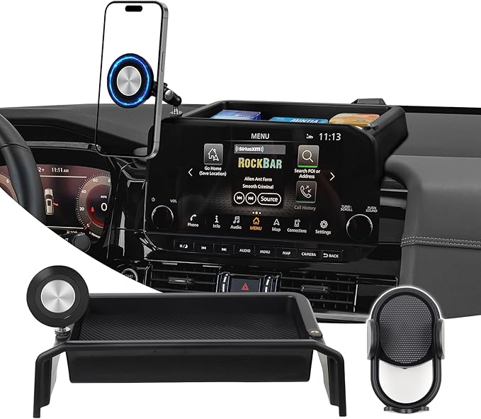Karltys Upgraded 360° Rotation Magnetic Phone Holder Organizer for Nissan Pathfinder 2022 2023 2024 2025(Not for 2026) Accessories, Screen Organizer & Magnetic Phone Mount for 9-Inch Screen