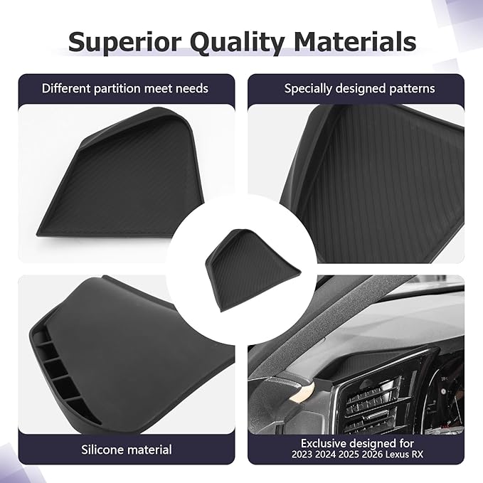 LUWU 2026 RX Dashboard Non-Slip Mat Compatible with 2023 2024 2025 2026 Lexus RX350/RX450/RX500 Accessories Silicone Protective Pad Liner Protective Pad Center Console Liner Mat Black