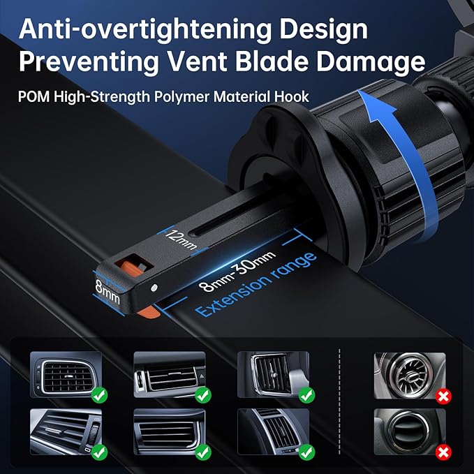 SYNCWIRE for MagSafe Car Holder【Ring Ventilation】【 360° Rotatable】【N55 Magnetic】 Phone Mount for Air Vent, Car Cell Phone Holder Mount Compatible iPhone 17/16 Pro Max 15 14 13 12, Carbon Fiber Style