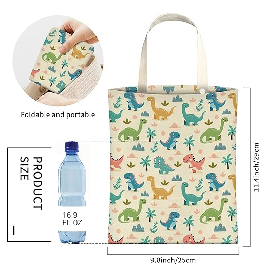 Cute Car Trash Can, Hanging Canvas Car Back Seat Organizer and Storage Bag, Funny Car Trash Bag For Travelling, Outdoor Cute Colorful Cartoon Dinosaur