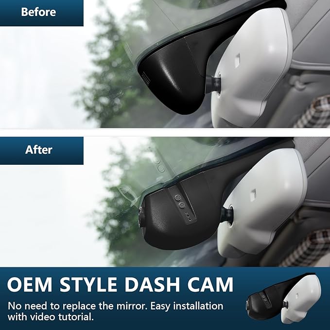 Mangoal Front 4K & Rear 1080p Dash Cam Custom fit for Audi (Model B Black) A4 A6 Allroad A3 A5 A6 Q5 A8 S8 A7 S5 Q3 S3 S7, Integrated OEM Look, WiFi and Free App, GPS, 128GB Card