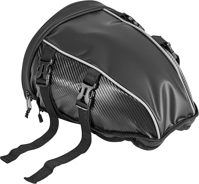 VEVOR Motorcycle Tail Bag 10L, Waterproof Rear Seat Bag with Rain Cover, Durable Oxford Fabric Luggage for Outdoor Sports & Motorbike, Detachable Shoulder Strap for Saddlebag/Touring/Riding, Black