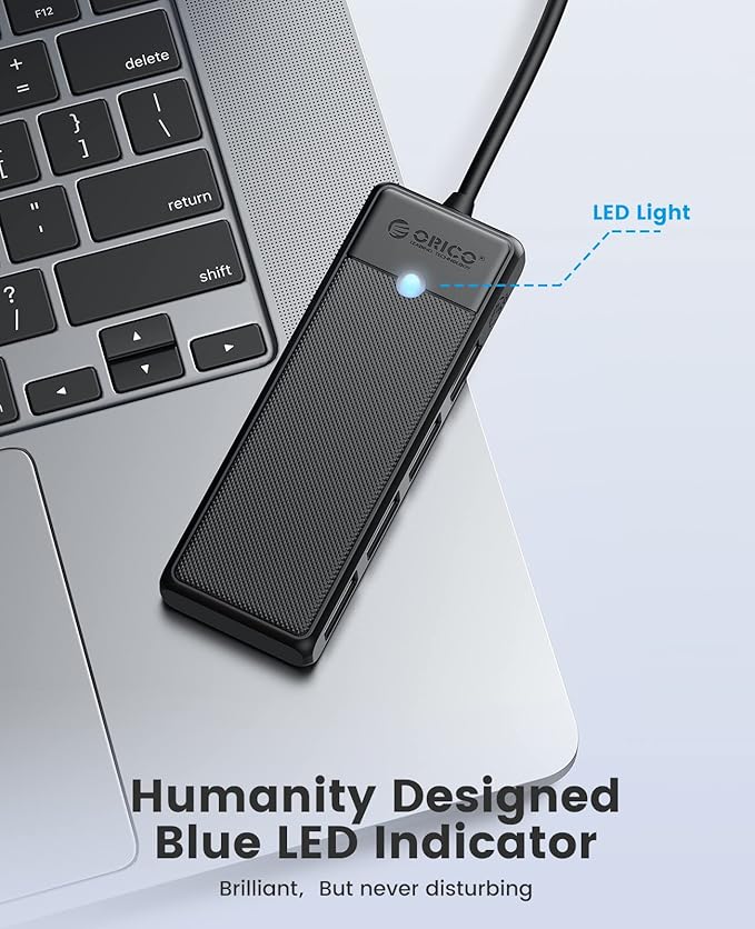 ORICO USB 3.0 Hub, 4-Port USB Hub with 6Ft Long Cable, Ultra Slim USB Splitter for Laptop MacBook Pro, iMac, Surface Pro, XPS, PS5，PC, Flash Drive, Mobile HDD