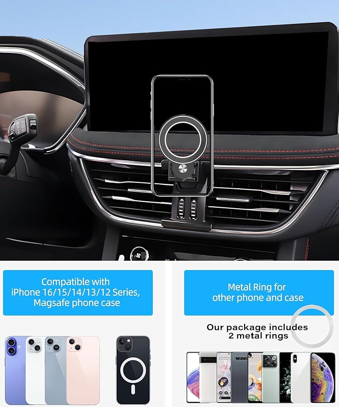Car Phone Holder for Ford Escape 2020-2024 Escape Hybrid Accessories Compatible with MagSafe Hands-Free 360 Degree Rotation Adjustable Cell Phone Mount Does Not Affect Air Vent