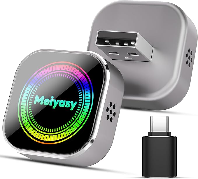 2026 Upgraded Wireless CarPlay Adapter for iPhone, Compact Mini Metal Shell Design Small Size, (New Update) Plug and Play, Fast and Stable Connection CarPlay Adapter for Apple iOS ＆Android (Silvery)