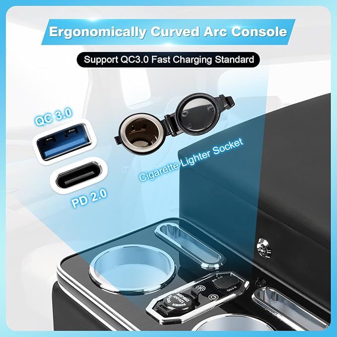 Center Console, Universal Front Bench Seat Consoles, Truck Seat Organizer and Storage, Center Console for Truck & Minivan & Car& SUV Cab Front Seat Bench Seat Storage Box (Locking)