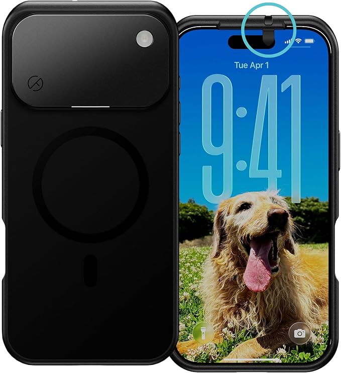 Spy-Fy iPhone 17 Pro Privacy Case | Front and Rear Camera Covers | MagSafe iPhone Case with Lens Protection | Camera Blocker for Privacy and Safety | Slim Shockproof Phone Cover 6,3-inch Black
