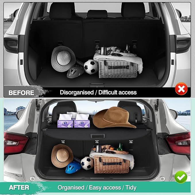 Powerty Retractable Cargo Cover for 2024-2026 Chevy Chevrolet Trax -Canvas Texture Trunk Cover Privacy Screen Rear Security Shade for Trax Accessories