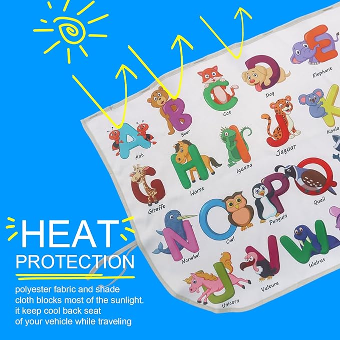 Car Window Shades for Side Windows Baby and Kids,Car Back Window Sun Shade Covers,Strong Magnetic Sunshades Curtains for Truck,27.5" x 19.5" (Animal Alphabet)