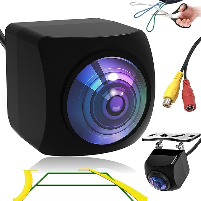 Ultra-Clear 1080P AHD Backup Camera - 170° Wide Angle Rear View Camera with Super Night Vision, IP69K Waterproof, 6-Layer Glass Lens, Universal Parking Camera for 12V Cars, Trucks, SUVs, RVs
