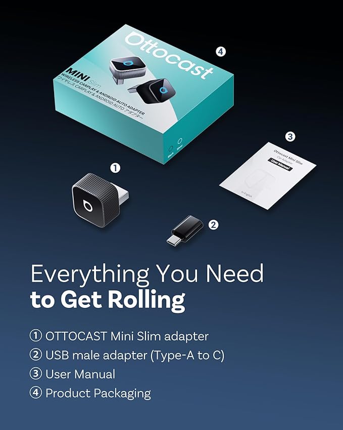 Ottocast Mini Cube 3.0 Wireless CarPlay & Android Auto Adapter 2026– Plug & Play, Fast Auto-Reconnect (Black)
