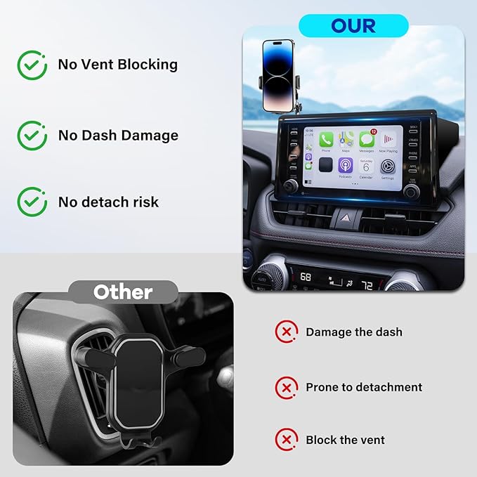 Car Phone Holder Fit for Toyota RAV4 2019-2025 W/Dash Tray Storge Box Organizer, Cell Phone Mount for RAV4 Accessories 7/8 inch Touch Screen 360 Degree Rotation (Not Fit 9/10.5 inch)