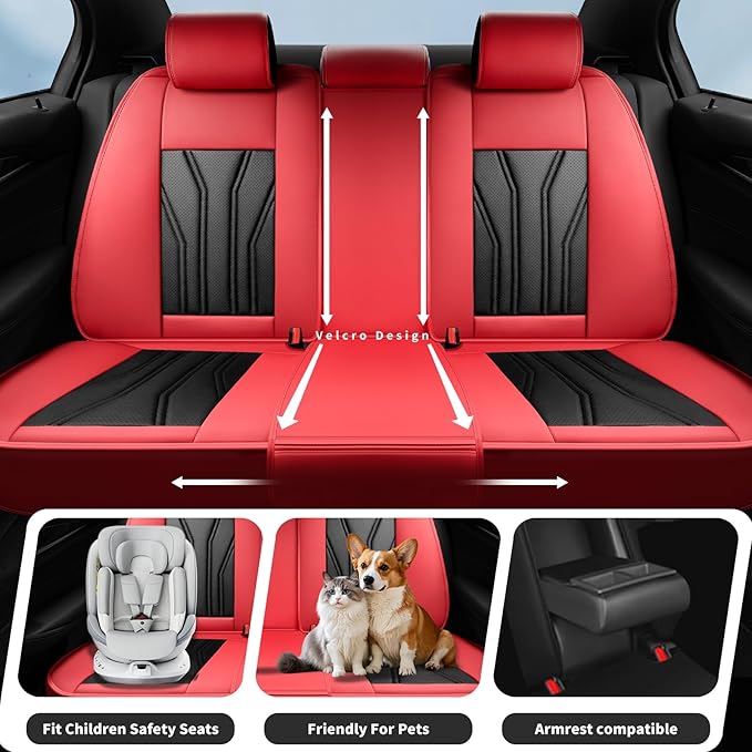 Fit Tucson Car Seat Covers Premium Leather for Hyundai Tucson 2010-2025 2026. Waterproof， Breathable, Scratch-Resistant & All-Weather Seat Cushion Protector (Front Seat, Red&Black)