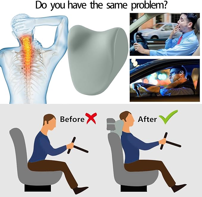 Car Neck Pillow for Driving, car headrest Pillow Head and Neck Rest Pillow for car headrest, Neck Support for car Driving or Traveling or Sleeping of Accessories with Memory Foam