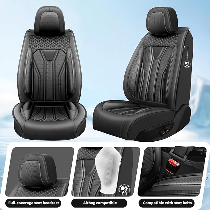Fit Kicks Car Seat Covers Premium Leather Compatible with Nissan Kicks 2018 2019-2026 (5 Seats Full Set Waterproof Breathable All-Weather Seat Cushion Protector（5 Seats All Black）