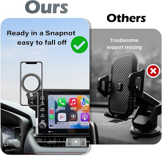 Car Phone Holder for Toyota RAV4 2022 Accessories Apply to 9 Inch Touch Screen Fixed Clip Magnetic Cell Phone Mount Hands-Free 360 Degree Rotation
