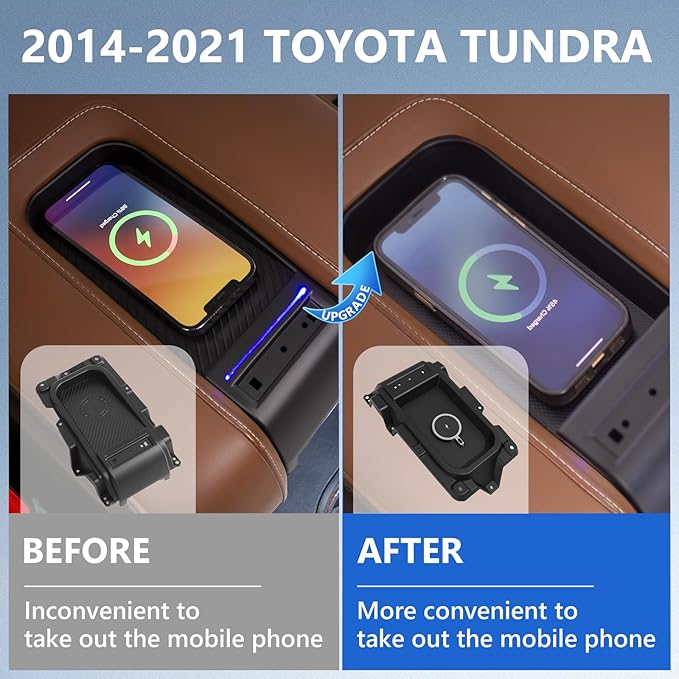 Xipoo Wireless Charger Compatible with 2014-2021 Toyota Tundra Wireless Charger Magnetic Charging Tray Pad Replacement for 2014-2021 Toyota Tundra Accessories