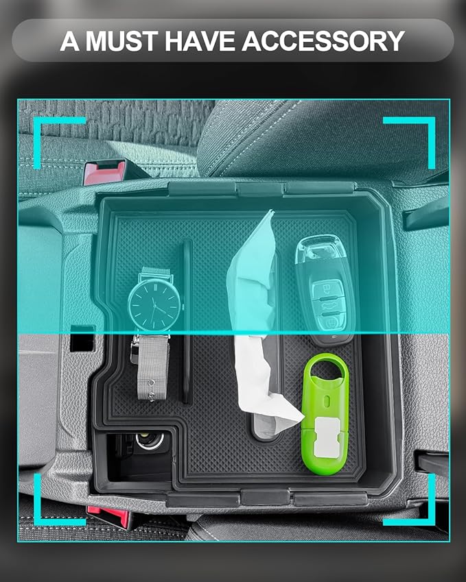CDEFG 2PCS Center Console Organizer for 2024 2025 2026 Ford Ranger Middle Console Dual Organizers with Tissue Slot