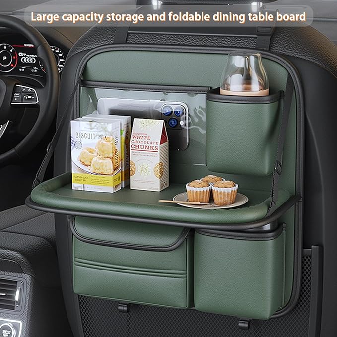 Backseat Car Organizer,5 Storage Pocketscar Seat Organizer,Car Storage Organizer with Foldable Food Tray,Car Seat Back Protectors Kick Mats Travel Accessories