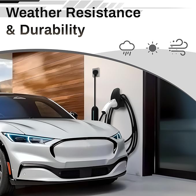 SEVEN SPARTA Charging Cable Holder with Chassis Bracket Compatible with J1772 EVs Charger Cable Organizer Car Accessories Wall Connector, Patent Approved (Black for J1772 EVs)
