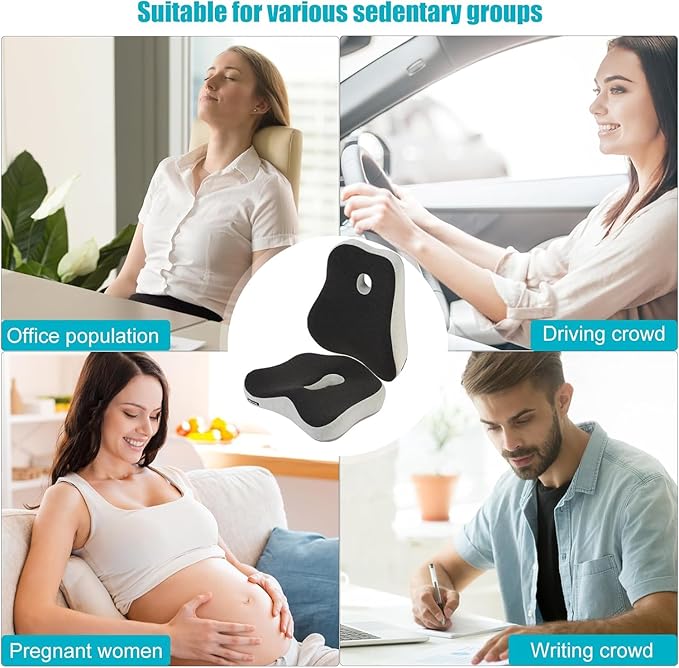 Seat Cushion and Lumbar Support Pillow Set, Sciatica Relieving Coccyx Cushion,hemorrhoid Cushion,Chair Back Support,Ergonomic Cushion&Pillow, car Cushion,Office Chair Cushions for Back and Butt
