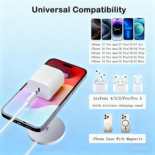Magnetic Wireless Charger,[Apple MFi Certified]iPhone Charger Apple Mag-Safe Charger with 15W 3.3FT iPhone Fast Magnetic Charging Pad for iPhone 17 Pro Max/17 Air/16 Pro/16/15 Pro Max/14/13/12/AirPods