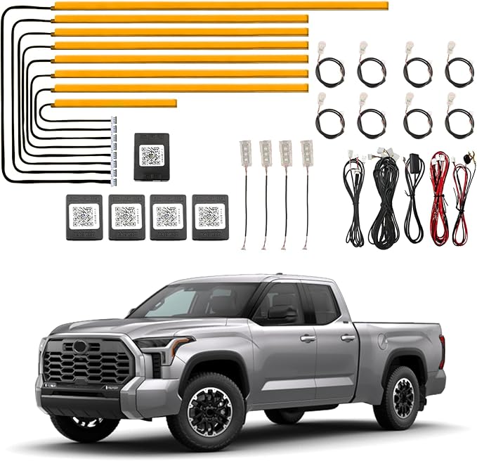 Acrylic Car Ambient Lighting Kit, for Toyota Tundra2022,2023,2024,2025,2026 Models, 20 in One LED Interior Car Lights, Synchronized with Music, Controlled By APP