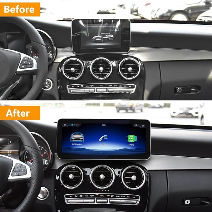 12.3 Inch Linux Car Touch Display Screen for Mercedes Benz 2016-2019 C A CLA GLA GLC Class W205 W176 C117 X156 X253 NTG5.0, Support iOS 26 CarPlay Android Auto Calls Using OEM Bluetooth