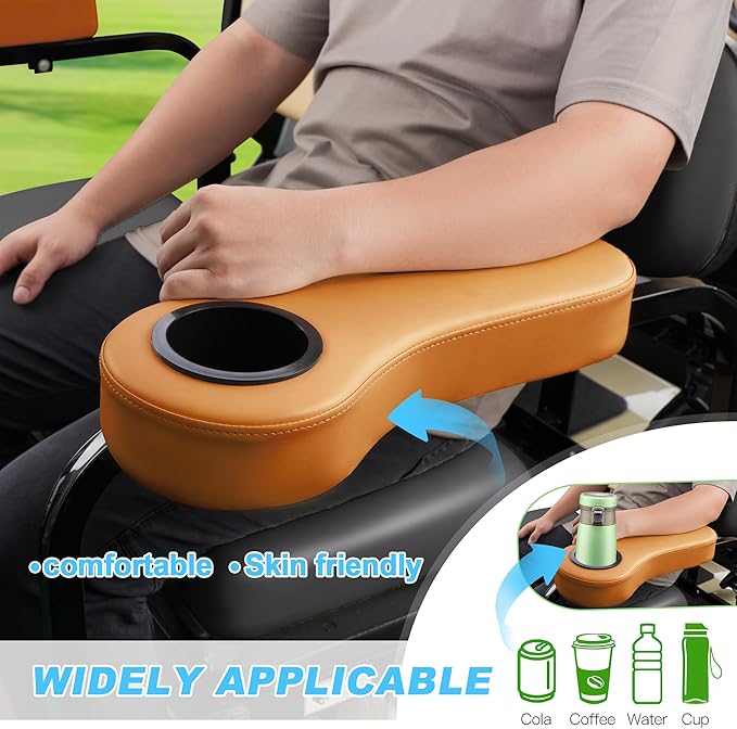 10L0L Golf Cart Rear Seat Kit Arm Rest Set with Cup Holder for Yamaha EZGO Club Car Golf Cart UV-Proof Coating Long Lasting, No Drilling Kits Include