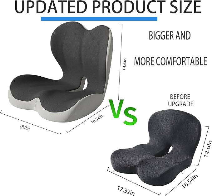 Truck Seat Cushion for Drivers – Memory Foam Car Seat Cushions for Driving, Ergonomic Seat Cushion for Truck Driver & Office Chair, Lab-Design for Back Pain & Sciatica Relief