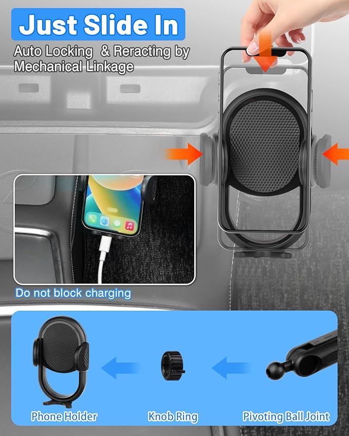 Shademax Under Screen Storage Tray with Phone Holder for Tesla Model 3/Model Y 2024 2023 2022 2021 (Not for Juniper) Center Console Organizer Storage Box Waterproof ABS Model 3 / Y Accessories Black
