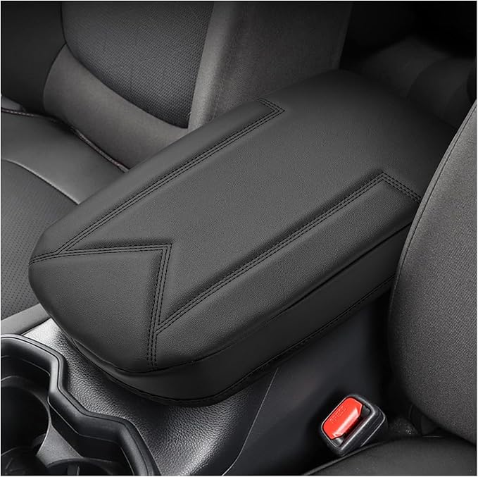 FIILINES Center Console Cover for Toyota RAV4 2019-2026 – PU Leather Armrest Protector Cushion Pad, Wear-Resistant Interior Accessories, Black