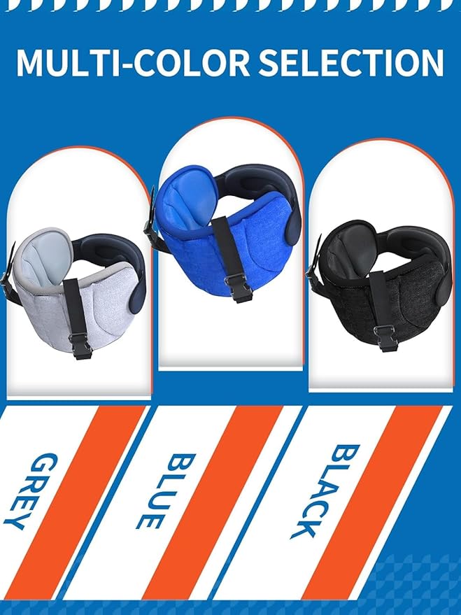 Travel Pillows for Airplanes, Airplane Pillow with 3D Eye Mask for Sleeping, 360° Support Head Strap for Long Flights, Car, Road Trip Car Headrest, Travel Essentials Stop Bobblehead, Purple